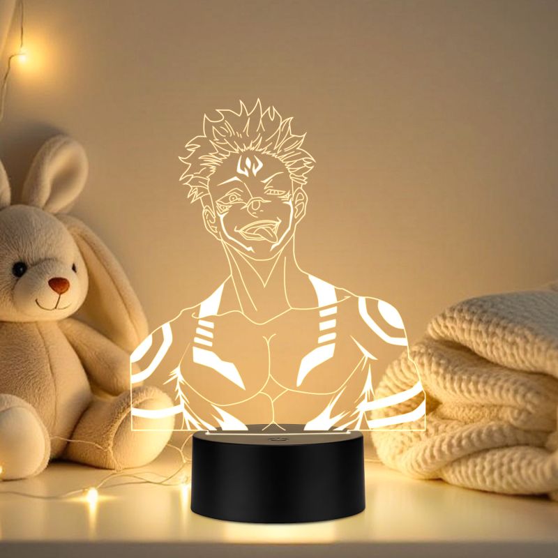 Jujutsu Kaisen Anime Led Night lamp for Bedroom Decor Night lamp Warm White Light Gift for Birthday (Wooden Base)